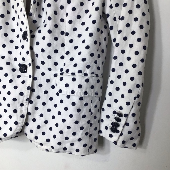 J Crew schoolboy blazer jacket women 00 blue white polka dot linen career classy - Picture 4 of 12